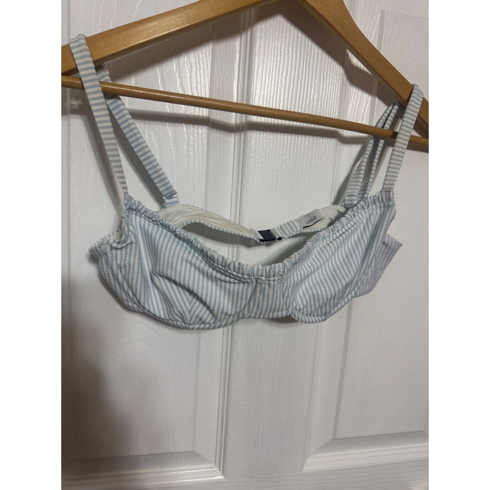 Onia Blue White Seersucker Underwire Bikini Set Two Piece Swimsuit